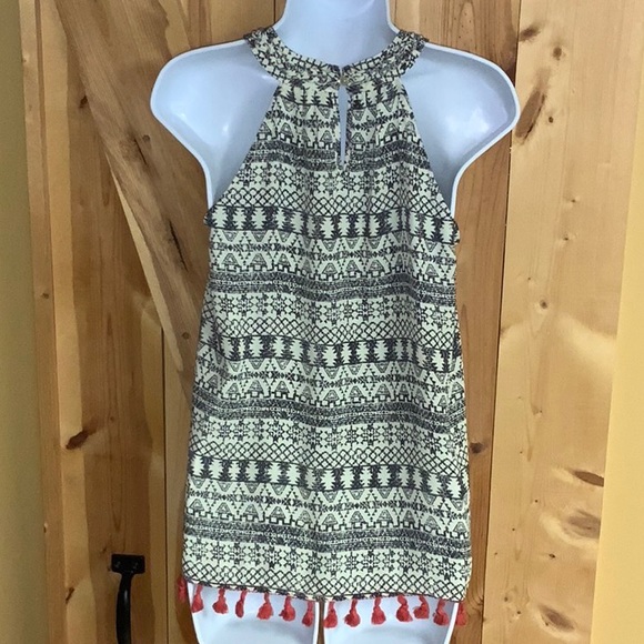 NWT THML Aztec Looking Halter Top w/ Braid around Neck & Tassel Detail (Small) - Picture 2 of 14